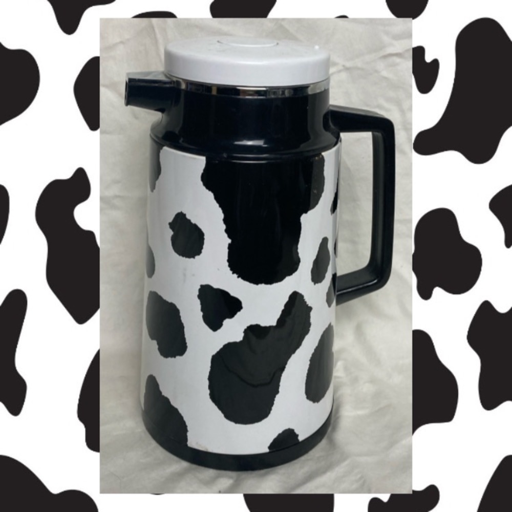 Beautiful Vintage Cow Print Thermos Pitcher